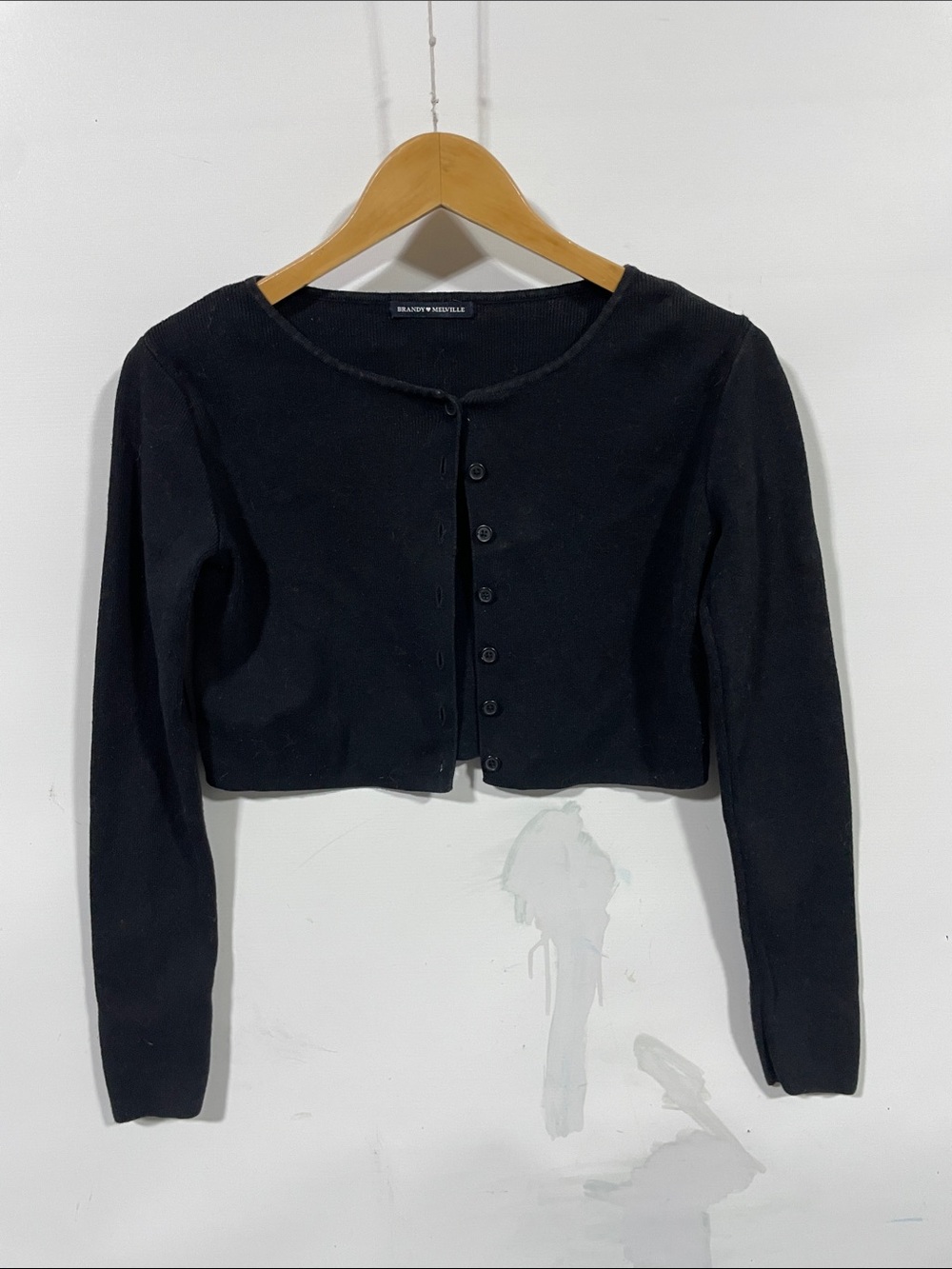 Brandy Melville Black Cropped Button-Up Cardigan